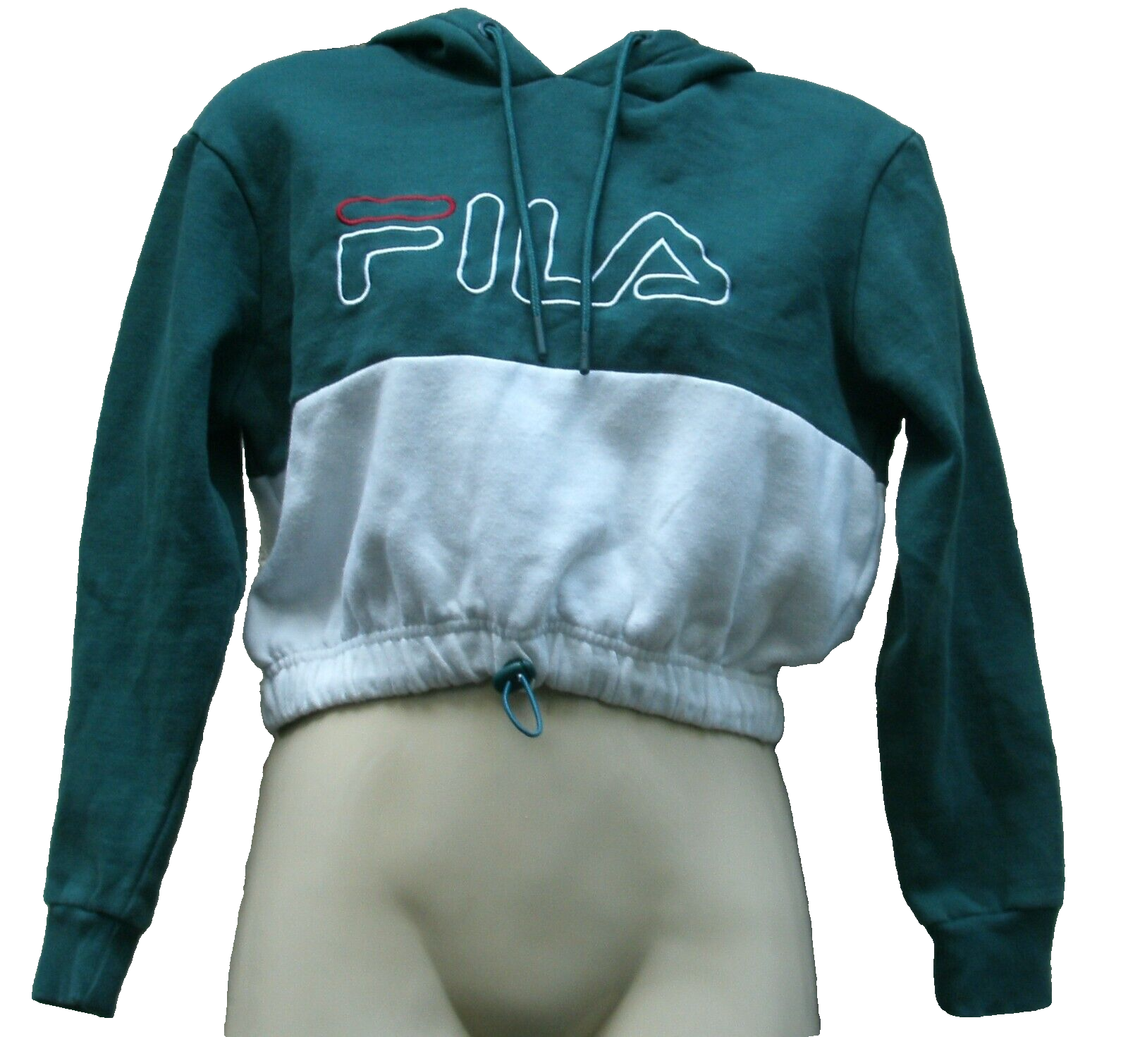 Felpa con cappuccio 6 FILA tagliata cordino grande logo verde maglia bianca top