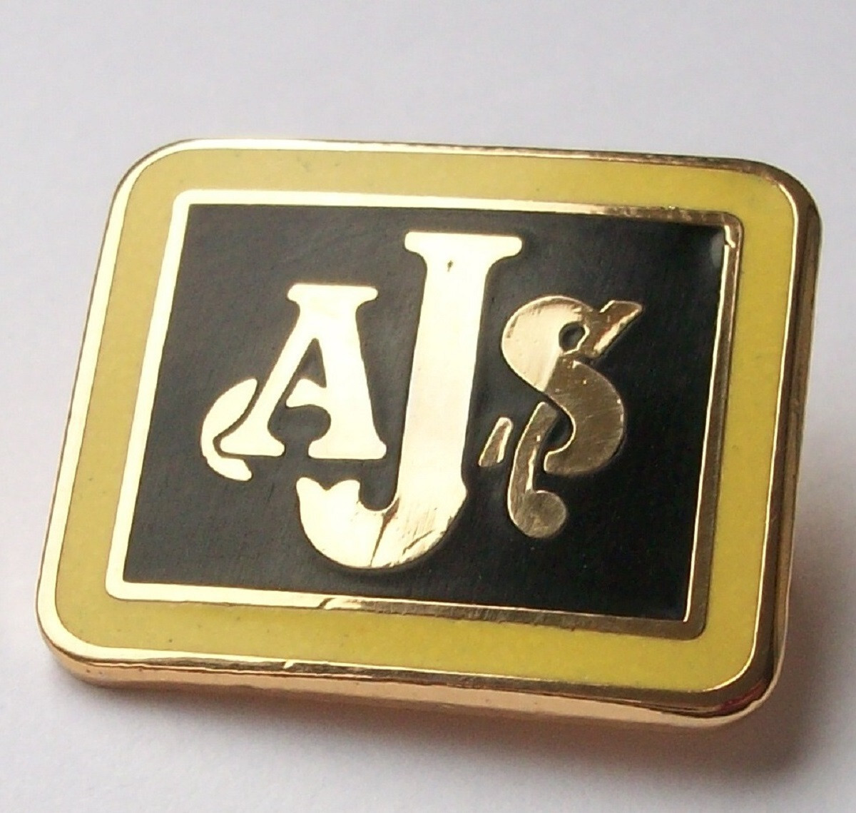 AJS ENAMEL LAPEL PIN BADGE CAP BADGE