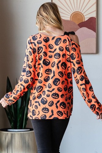 Camiseta de un hombro con estampado de calabaza - Imagen 2 de 8