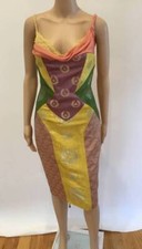 NWT GIANNI VERSACE VINTAGE (1990's) LACE TRIM OPEN BACK DRESS SIZE IT 40