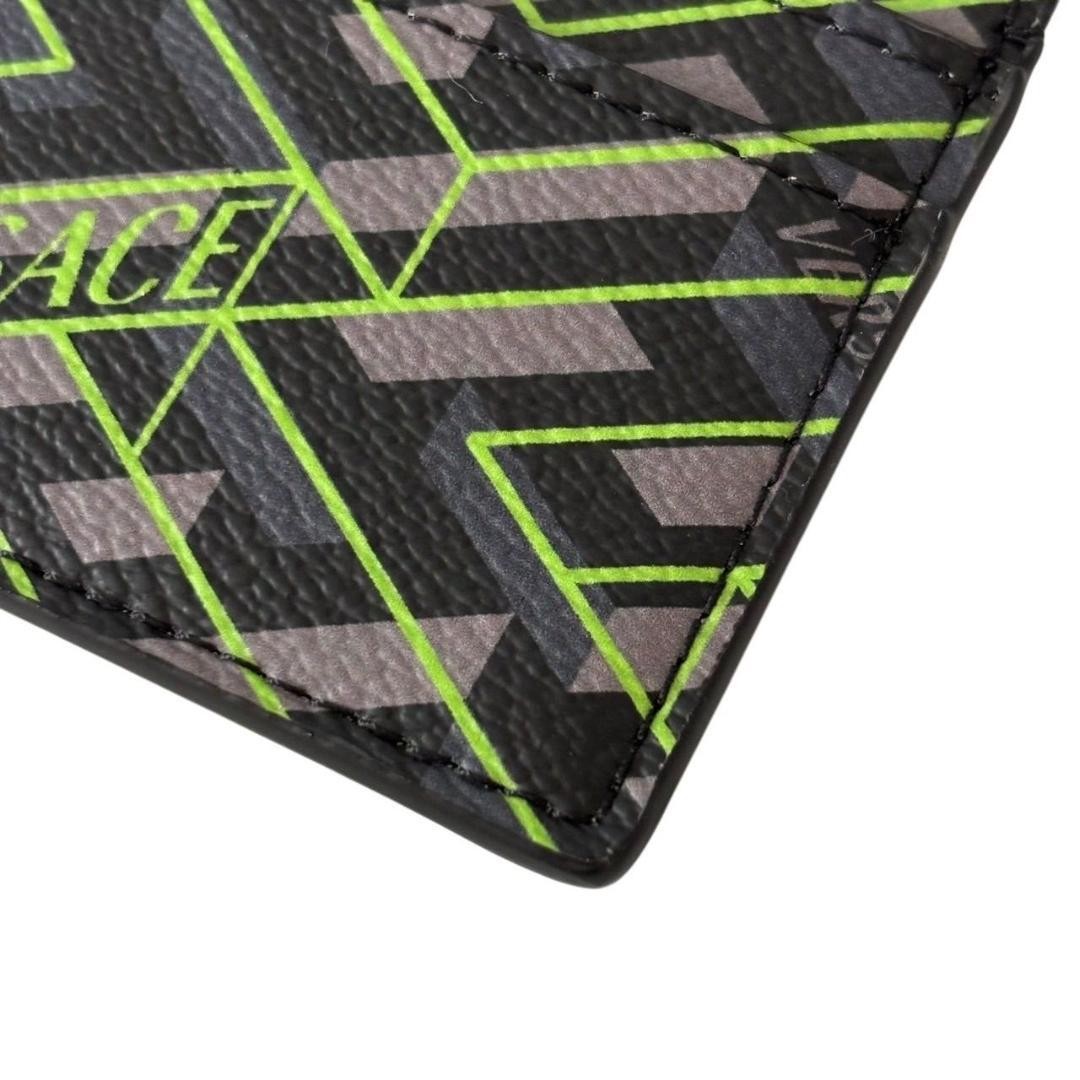 Auth VERSACE Card Case Greca Pattern Leather Grey… - image 6