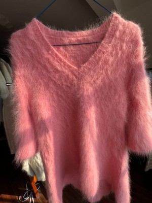 Angora Sweater Blended Jumper Super Soft Fluffy Fuzzy Pullover