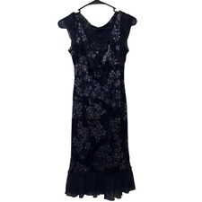 Vintage Y2K Rampage Velvet Burnout Floral Pattern Dress Size S Fairy Whimsygoth