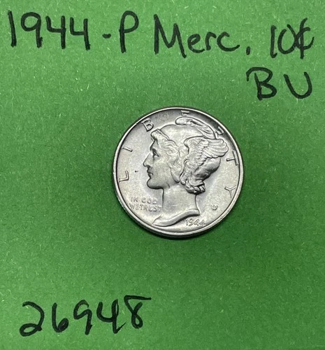 1944-P Mercury Dime 10c BU Uncirculated Coin  90% Silver