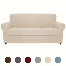 Three-piece cornflake-patterned elastic fabric armchair cover, including seat co