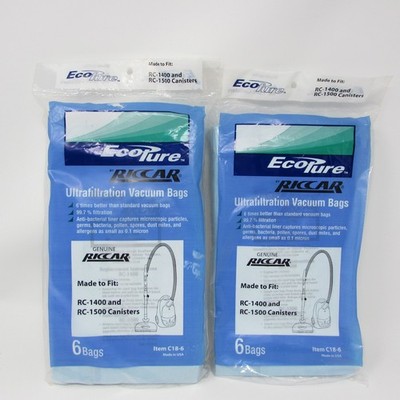Riccar EcoPure Vacuum Bags Part # C18-6 For Canister Genuine 12 Bags New