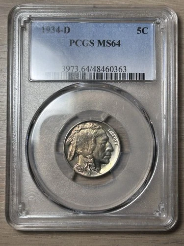 1934 D Buffalo Nickel PCGS MS 64 Great Color