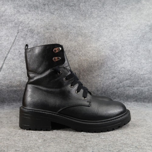 Madden Girl Shoes Womens 6.5 Boots Combat Fashion Lug Sole Lace Up Alicee Black - Picture 2 of 16
