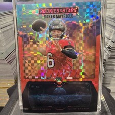 2025 Panini Rookies & Stars: Airborne Baker Mayfield #18 Red Plaid Parallel 