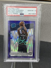 2020 DONRUSS OPTIC PURPLE SHOCK ANTHONY EDWARD  AUTOGRAPH PSA GEM MT 10