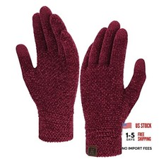 Womens Winter Touchscreen Gloves for Cold Weather, Chenille One Size Wine Red