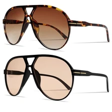 Retro Aviator Sunglasses for Women Men Oversized Classic 70s Vintage Trendy S...