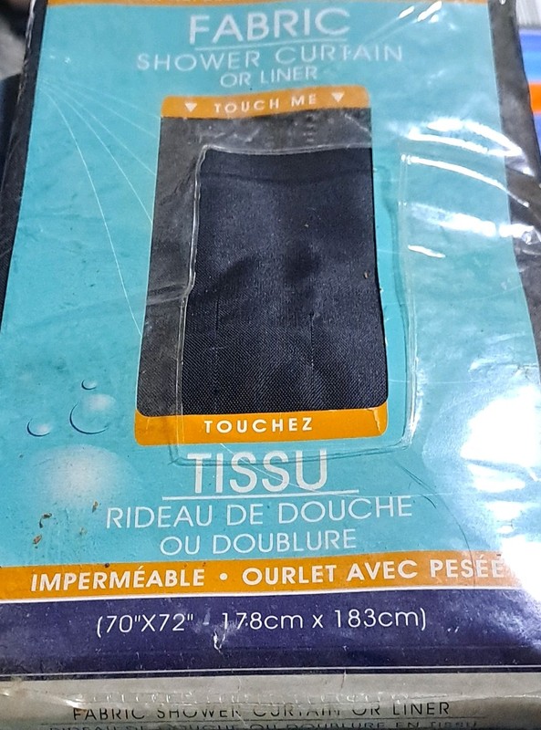 Maytex Solid Black Water Repellent Fabric Shower Curtain 70x72 100% Polyester