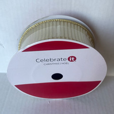 Celebrate It Wire-Edged Gold Christmas Noel Ribbon 2 1/2" x 80 ft