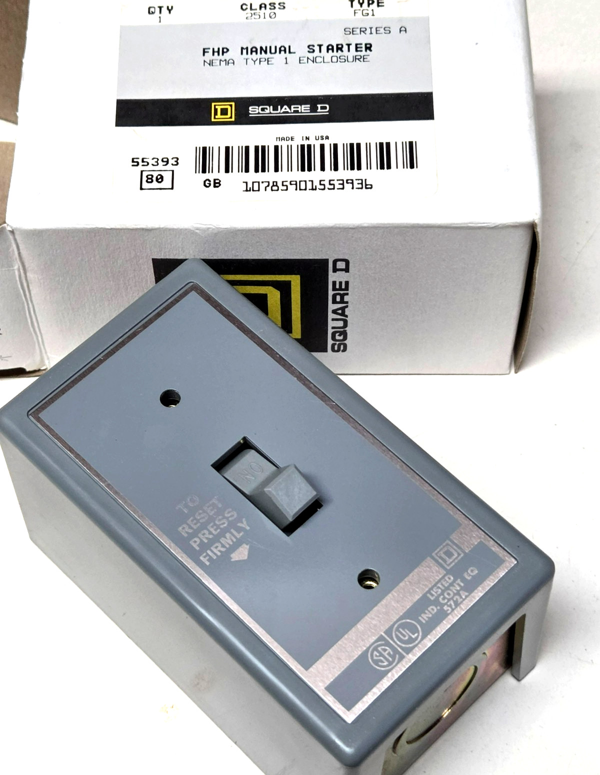 NEW Square D, 2510FG1, FHP Manual Starter Housing & Switch, Nema Type 1