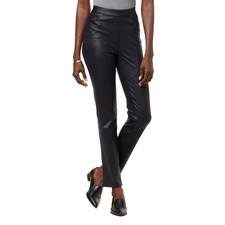 DG2 By Diane Gilman Women Coated Knit Pull On Slim Pant Black Sz P3X