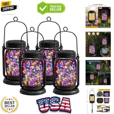 4 Pack Vintage Solar Mason Jar Lanterns - Waterproof Fairy Lights for Patios