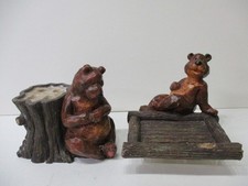 Rustic Bear Toothbrush Holdr  Soap Dish Carved look Resin  Cabin Decor Cute 