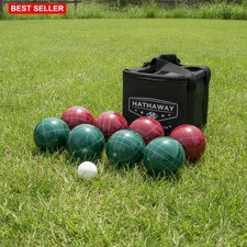 Bocce Ball Set 8 Resin Balls Pallino Bag Durable Weather-Resistant Fun