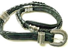 Vintage Brighton 1996 Black Leather Concho Belt Top Grain Cowhide Metal Hardware