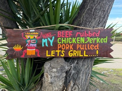 Funny BBQ Grill Wooden Sign Tiki Bar  39''x 10''