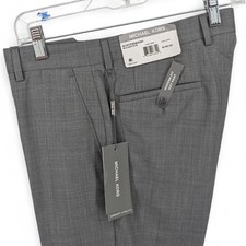 Michael Kors Men's Modern-Fit Airsoft Wool Stretch Suit Dress Pants Grey 33 x 30