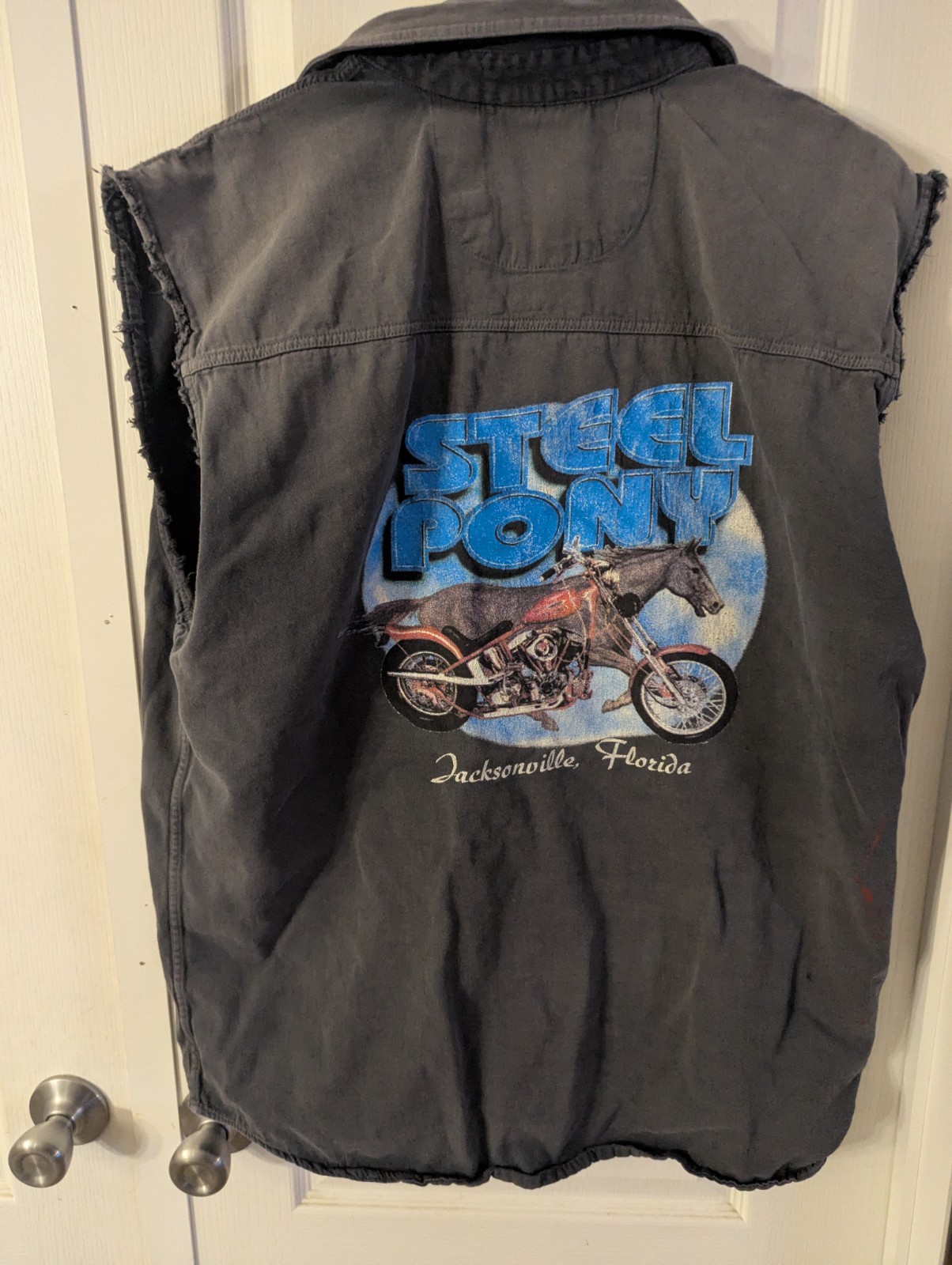 Camicia smanicata Biker Design 100% cotone X2 grande acciaio pony Jacksonville FL