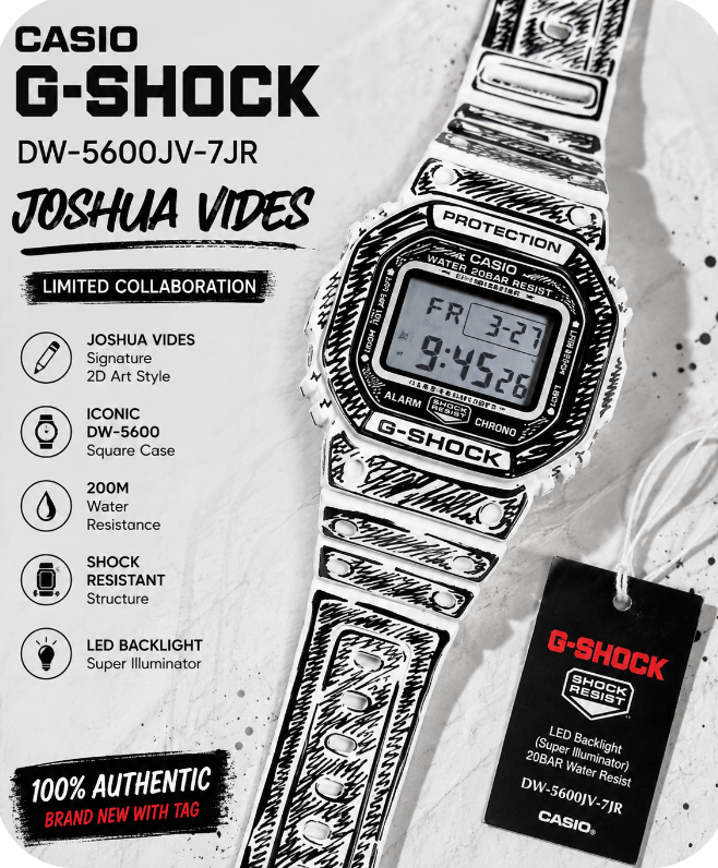 CASIO G-SHOCK DW-5600JV-7JR Joshua Vides White Black Limited Japan