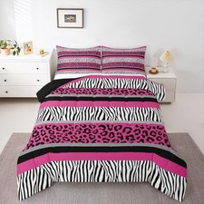 Zebra Stripes Comforter Leopard Print Comforter Set For Kids Queen Multi 1033