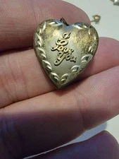 Vintage Heart Locket Necklace Pendant I LOVE YOU Metal Jewelry Silver Plate