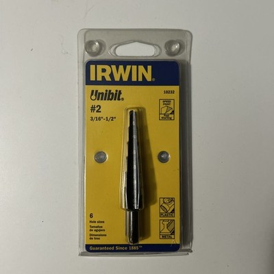 Irwin 10232 #2 Unibit Step Drill Bit, 3/16'' - 1/2'', Speed Point HSS USA NEW