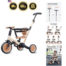 TR008 5 in 1 Toddler Tricycle with Push Handle for 1-3 Old Boys and Girls, K...
