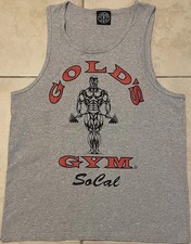 Golds Gym So Cal Tank Top M USA Bodybuilding Weight Lifting PE Track Vtg 90s Y2K