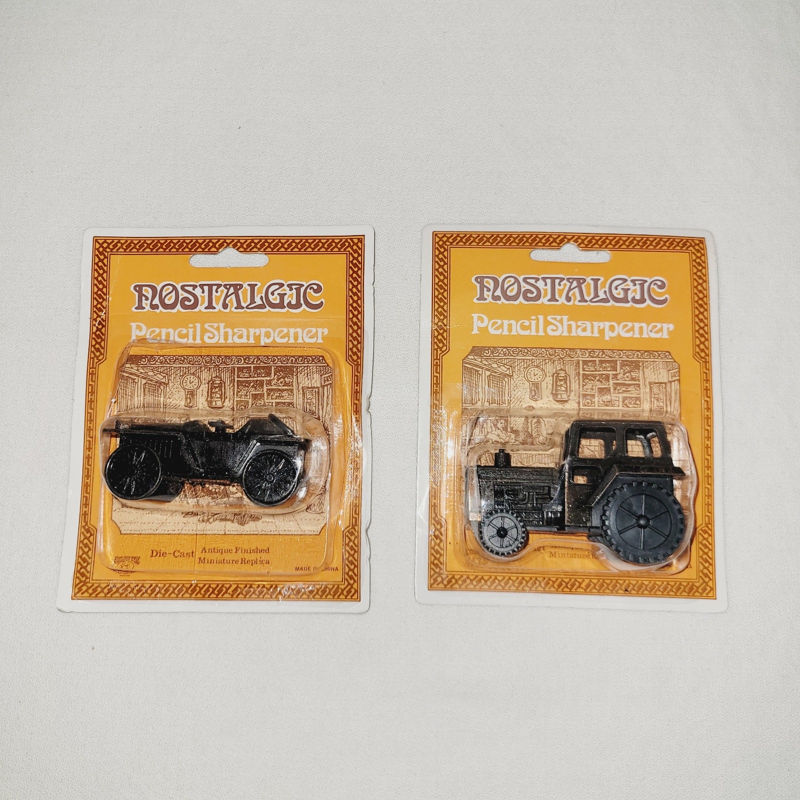 Lot of 2 Nostalgic Pencil Sharpeners - Vintage Car & Tractor 
