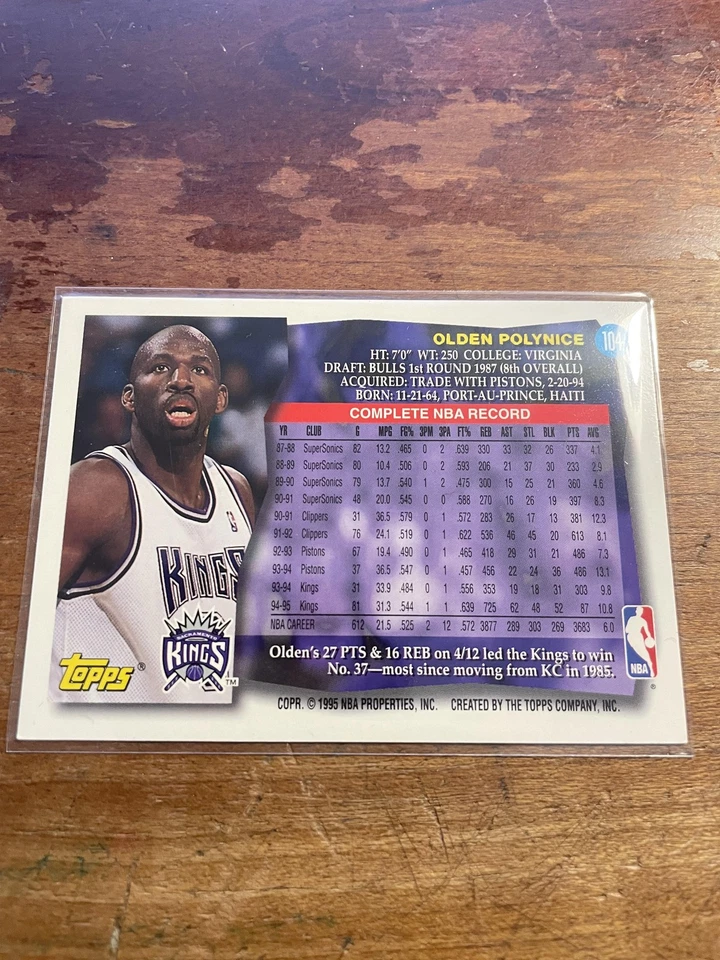 1995-96 Topps #104 Olden Polynice *1975 - Image 2 of 2