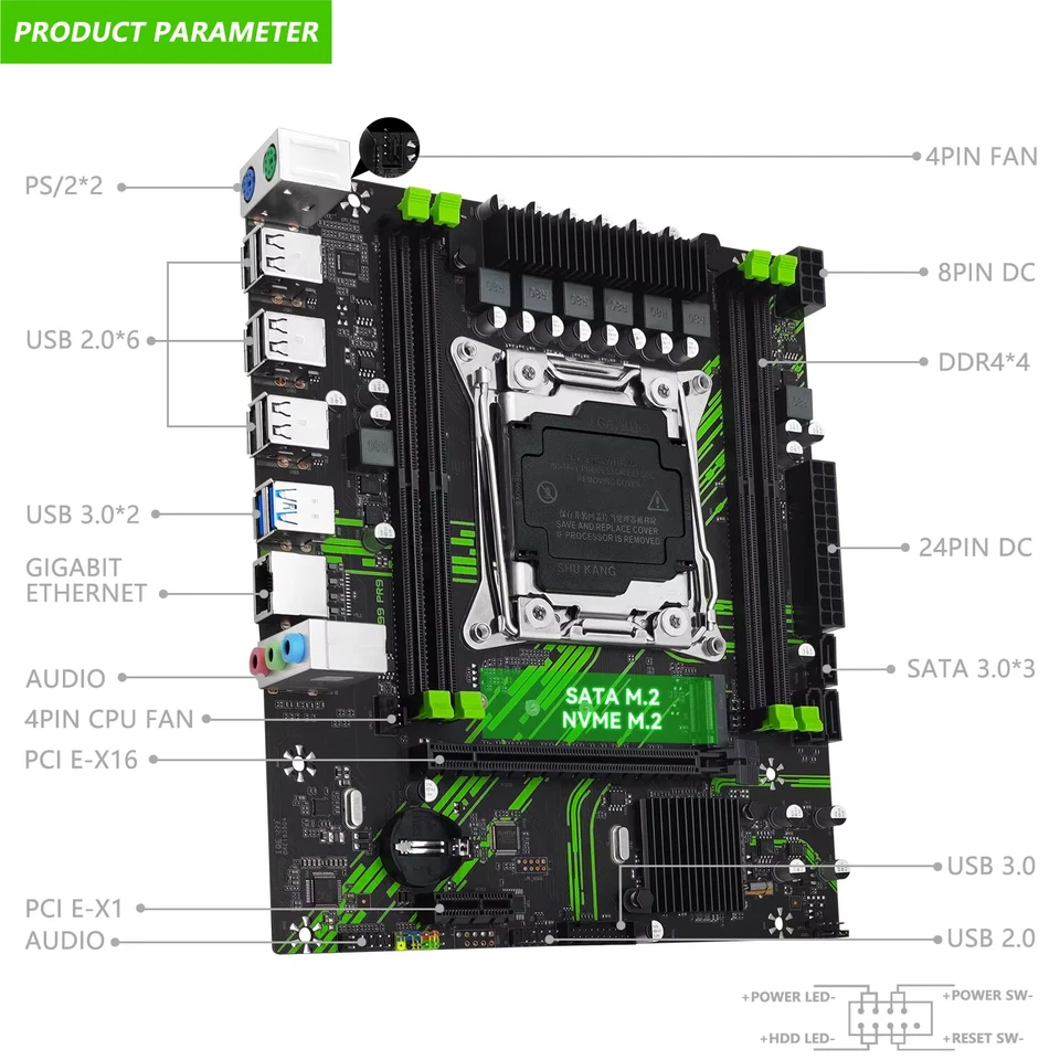 X99 Motherboard X99 PR9 Support LGA 2011-3 Intel Xeon E5 V3&V4 CPU DDR4 RAM SATA - Image 4 of 4