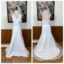 Gorgeous New Galina Satin Trim Organza Wedding Gown & Veil!