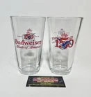 Budweiser 150th Anniversary America 16 Oz Pint Beer Glasses Set Of Two (2) New!