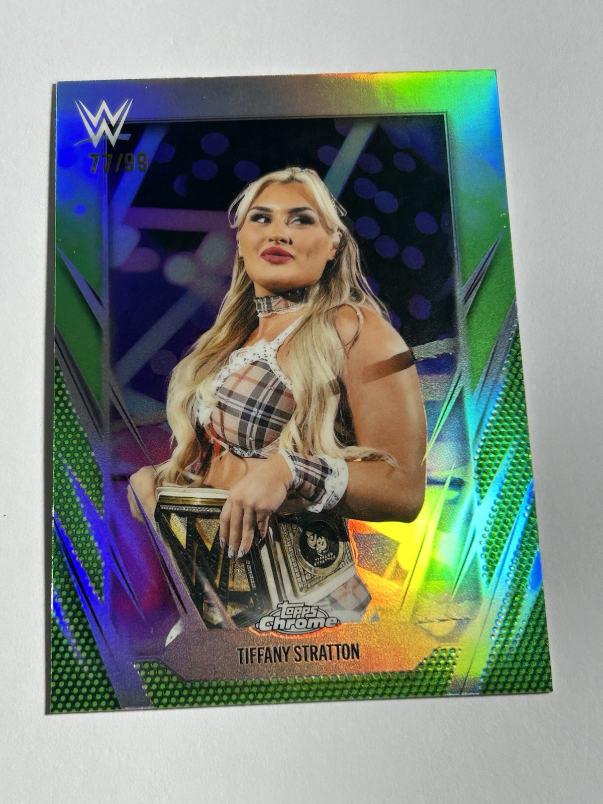 2026 Topps Chrome WWE Tiffany Stratton /99 Green Refractor
