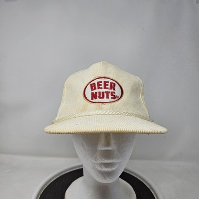 Beer Nuts Hat Cap Snap Back Off White Corduroy Rope Embroidered Advertising Mens