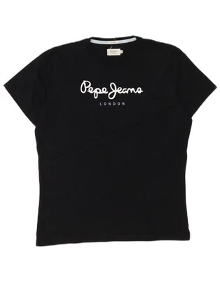 Camiseta Top PEPE Jeans Mujer Gráfica Reino Unido 14 Mediana Negra Algodón AC20 - Imagen 1 de 3