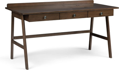 Rylie 60'' Solid Wood Writing Desk with USB, Power Outlets, and Storage Drawers