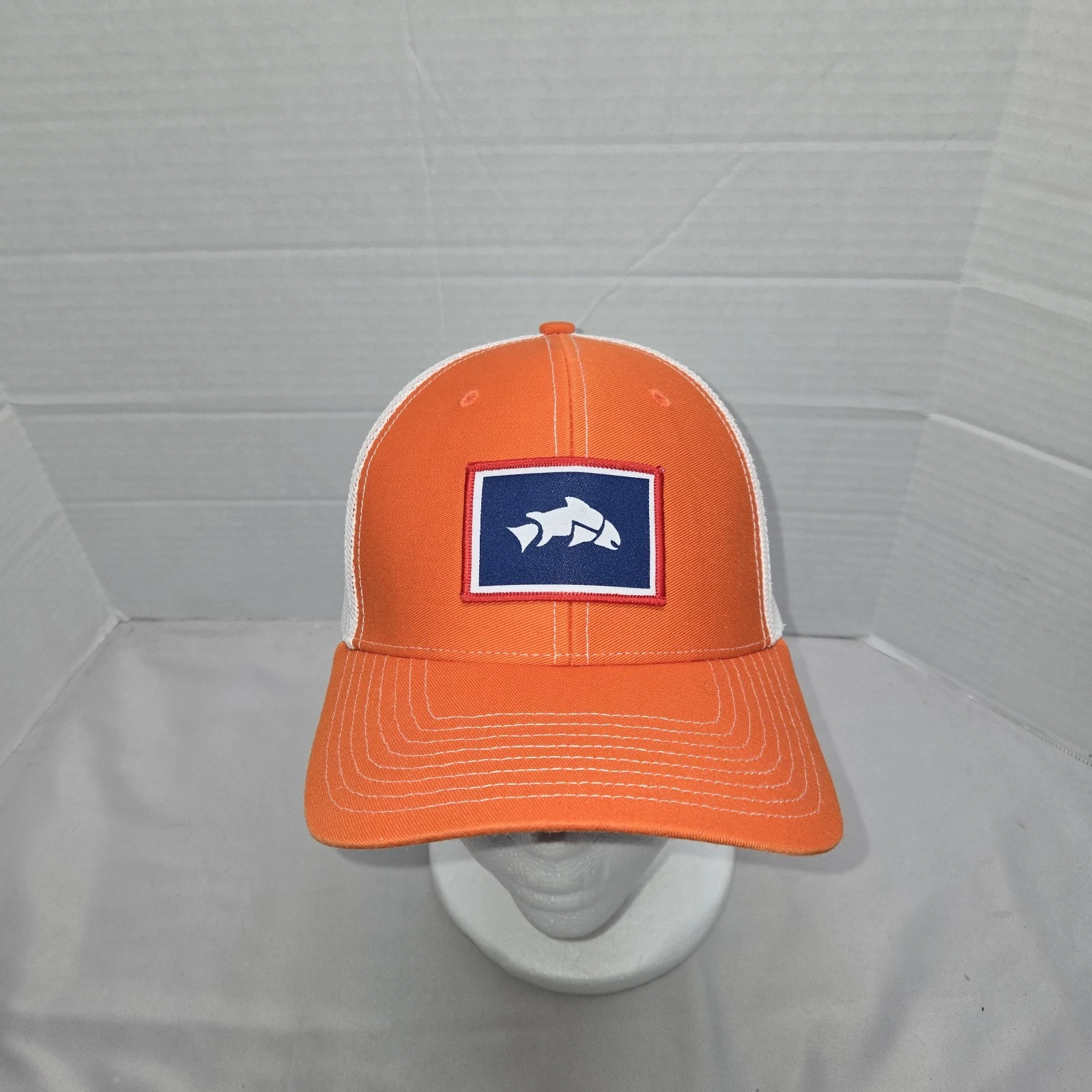 Give'r wyoming trout Mesh trucker hat Adjustable Snapback Euc Orange White