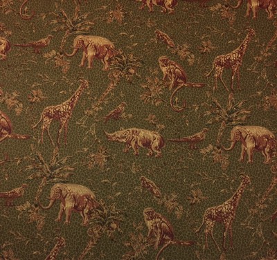 PORTFOLIO APACHE JUNGLE GREEN AFRICAN ZOO MONKEY RHINO FABRIC BY THE YARD 54''W