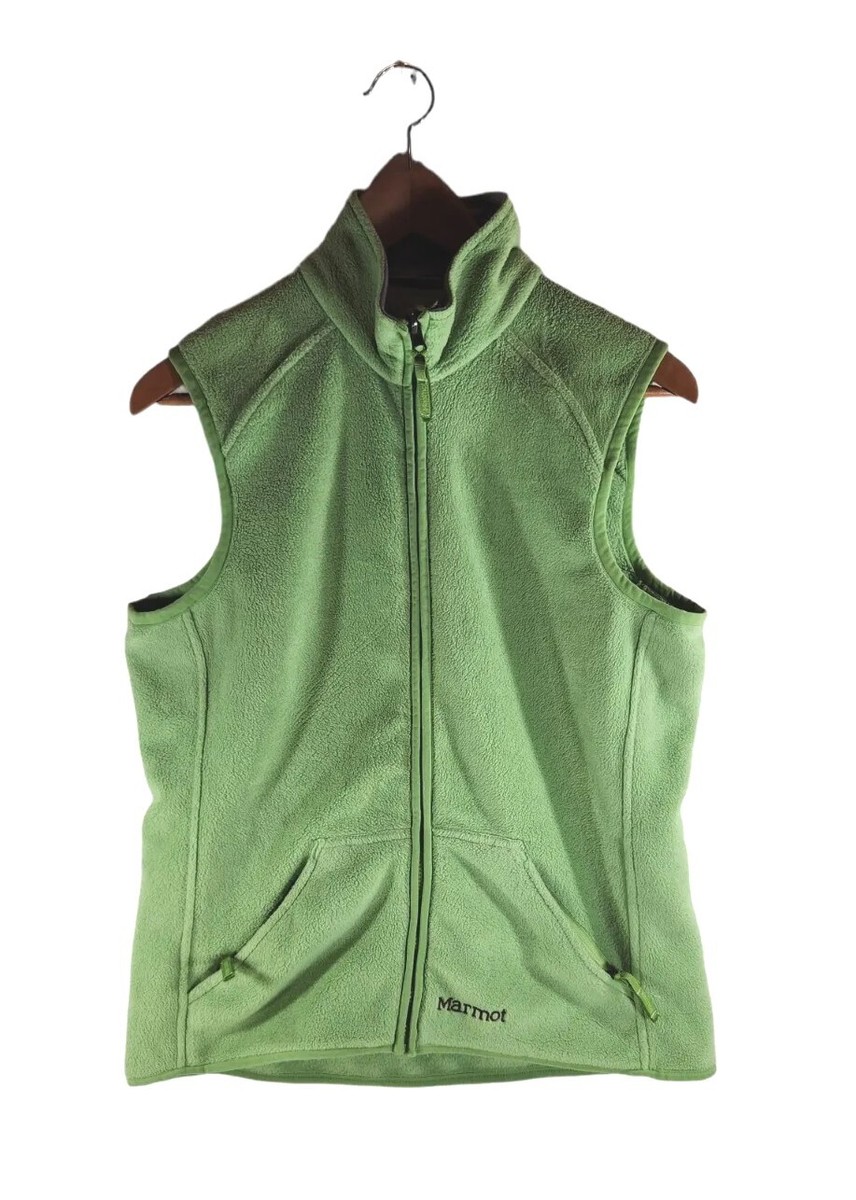 T2 Marmot Womens Vest Sz Medium Lime Green Fleece Full Zip