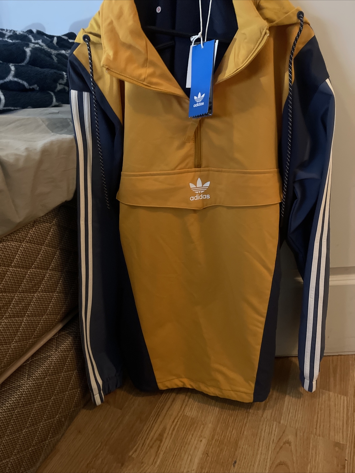 Adidas Yellow and Blue Windbreaker Jacket Unused Brand New