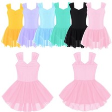 Kids Girls Dress Wrap Skirts Dresses Fairy Leotards Fancy Dancewear Practice