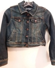 Cat Jack denim Jacket SZ M 7/8 Girls Denim Washed Medium Blue