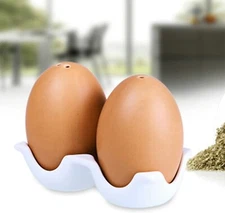 MyGift Brown Egg Shaped Salt and Pepper Shaker Set with Egg Carton Style Holder