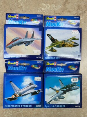 NEW 4 Revell Minikit Model Kits F-14 Tomcat F/A-18 C Hornet Typhoon Tornado IDS